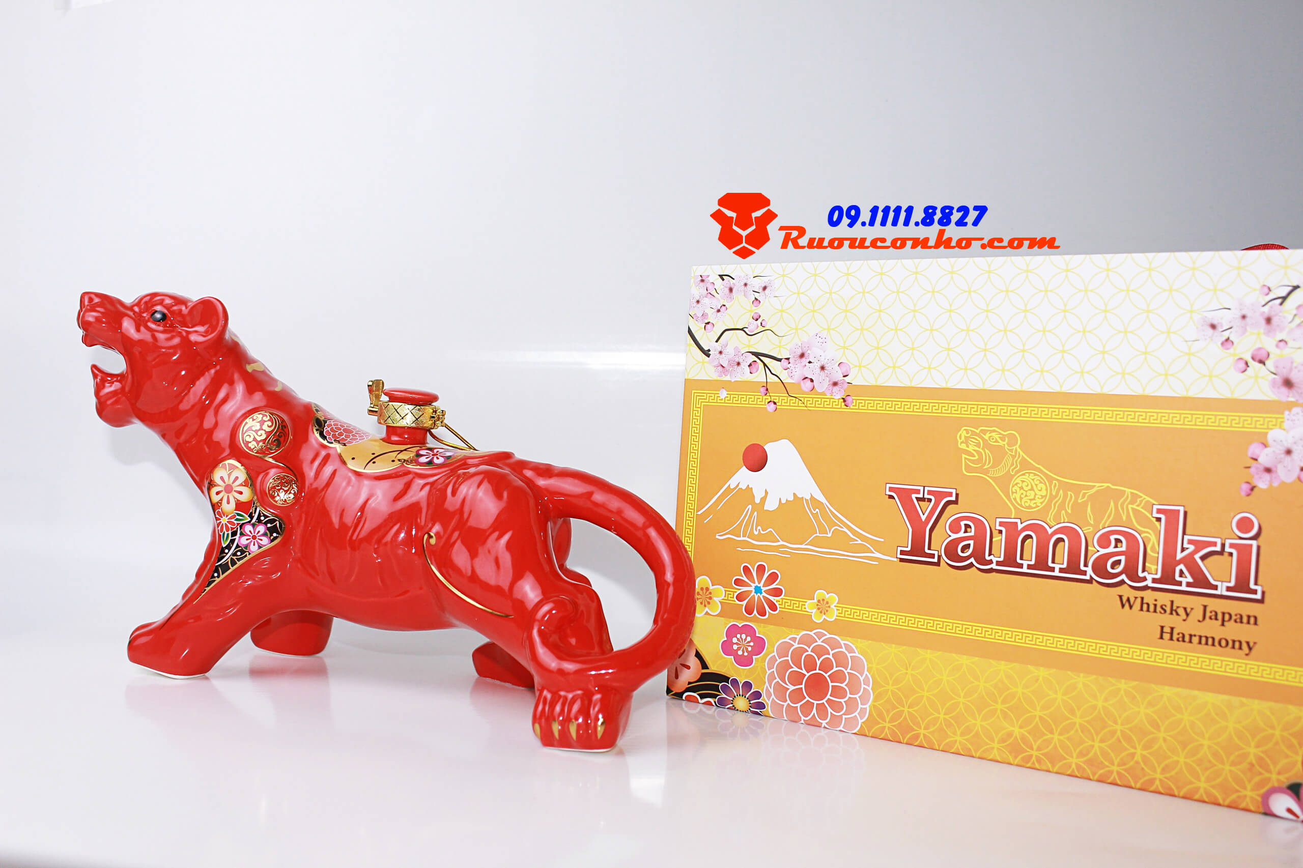 Rượu con hổ sứ Yamaki - Đỏ 